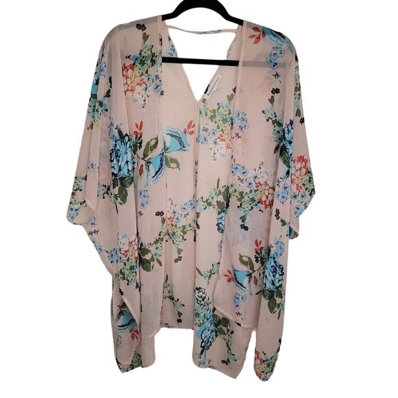 Daniel Rainn floral chiffon kimono topper size M/L - Picture 1 of 6